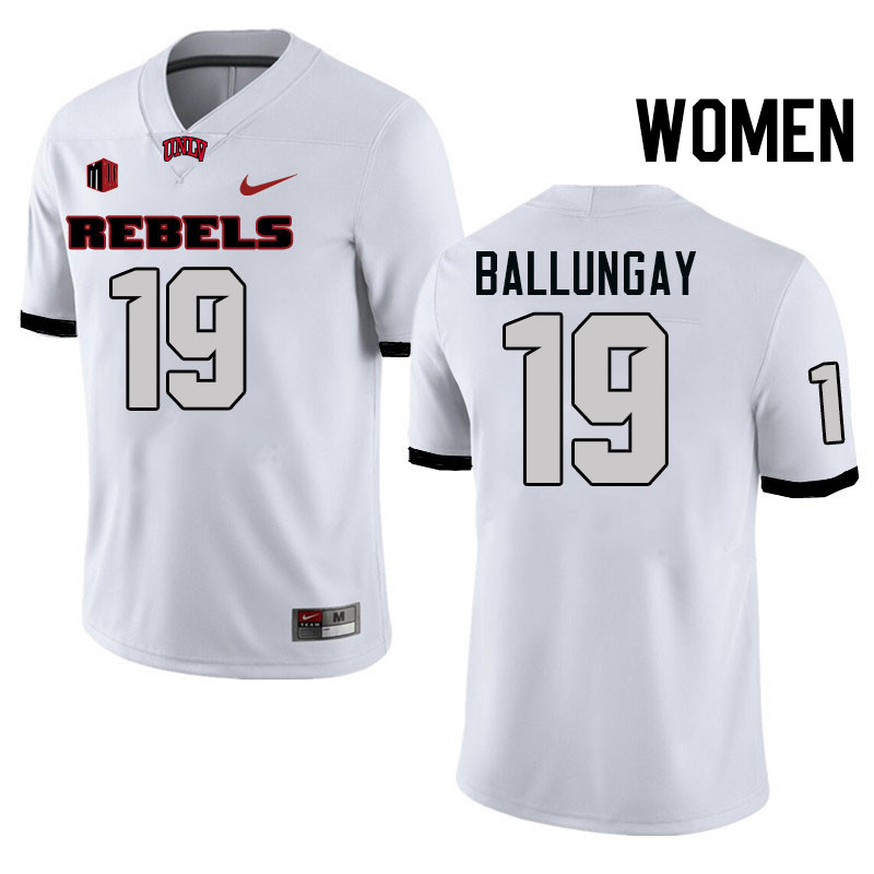 Women #19 Kaleo Ballungay UNLV Rebels College Football Jerseys Stitched-White